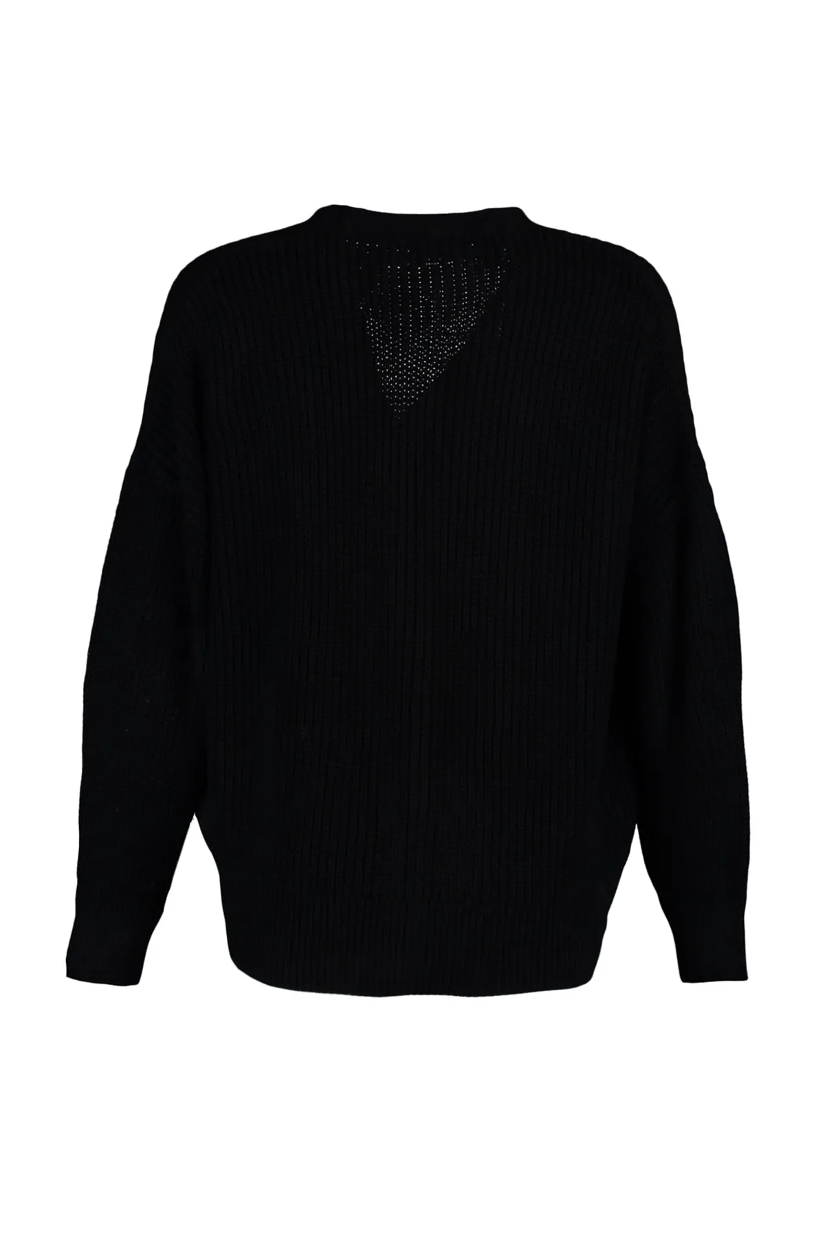 Trendyol Collection  Schwarzer Strickcardigan mit V-Ausschnitt und weiter Passform TWOAW20HI0215