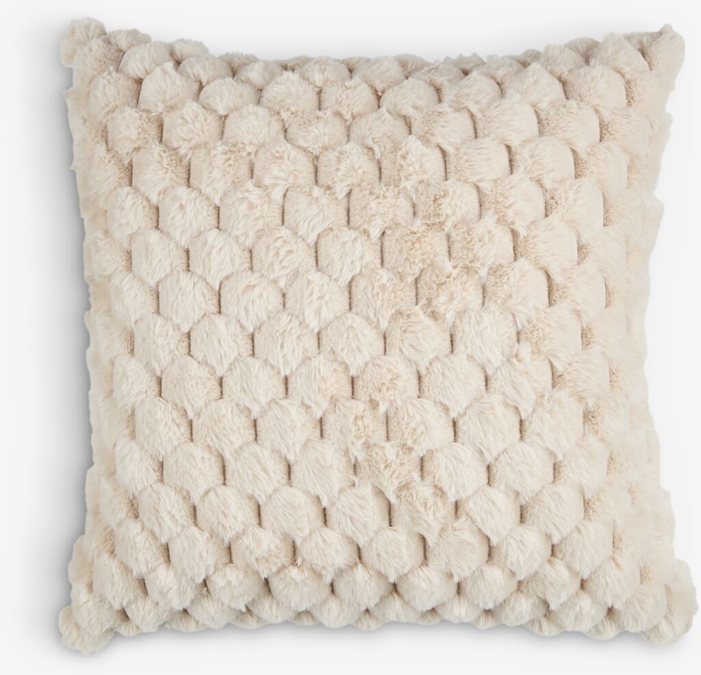 Dekokissen „Weiße Blume“, 45 x 45 cm, beige