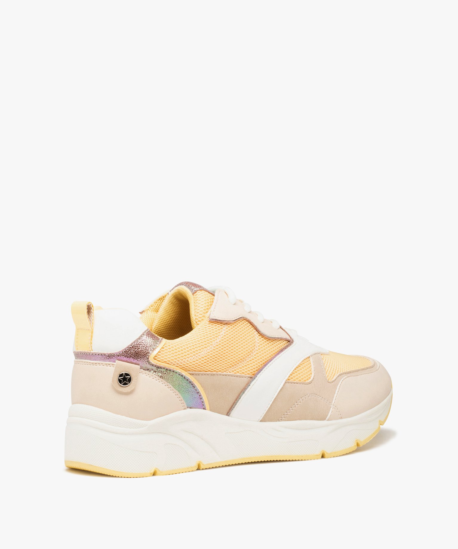 Baskets femme multicolores style retro running jaune | GEMO