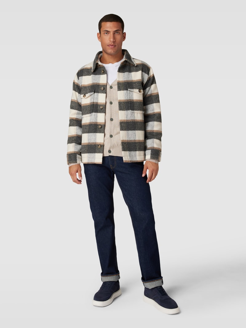 Strickjacke mit V-Ausschnitt und Knopfleiste in sand meliert