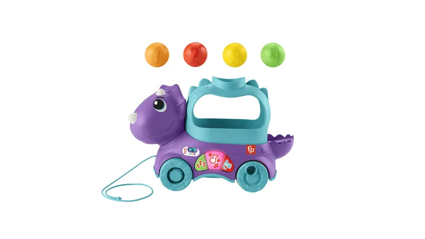 Fisher-Price Bällespaß Nachzieh-Dino, Dinosaurier Motorik-Spielzeug