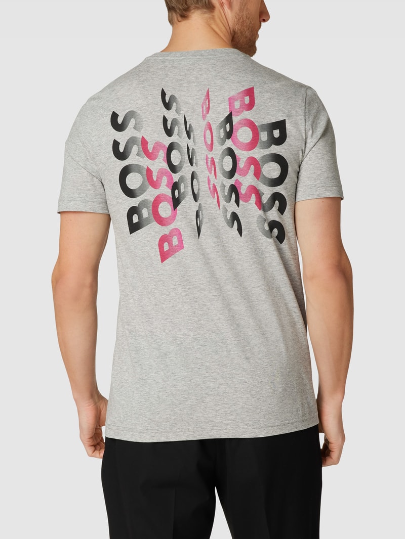 T-Shirt mit Label-Print Modell 'Tee' in hellgrau