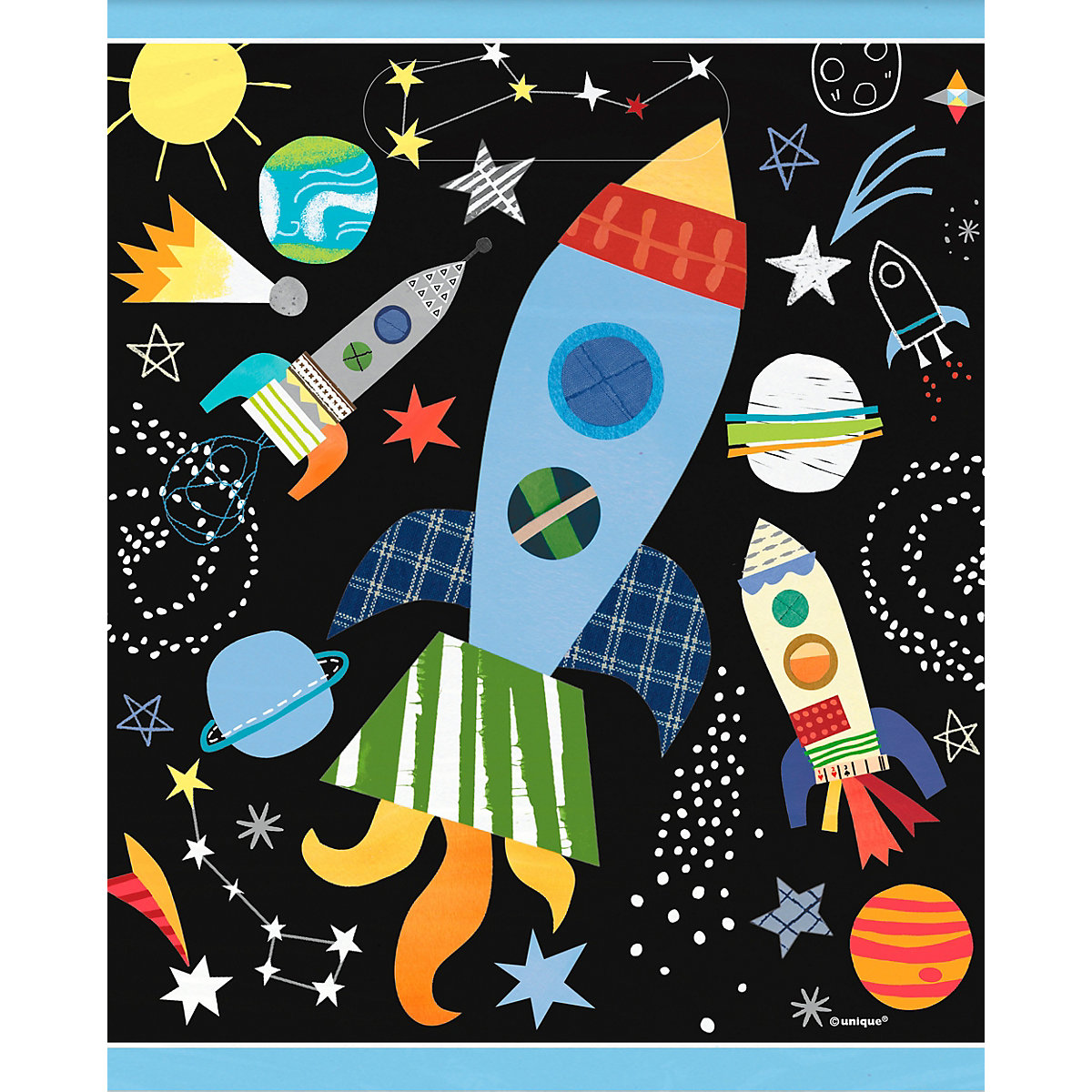 Geschenktüte Mitgebseltüte Rakete, Kunststoff, 22 x 16 cm, 8 Stück