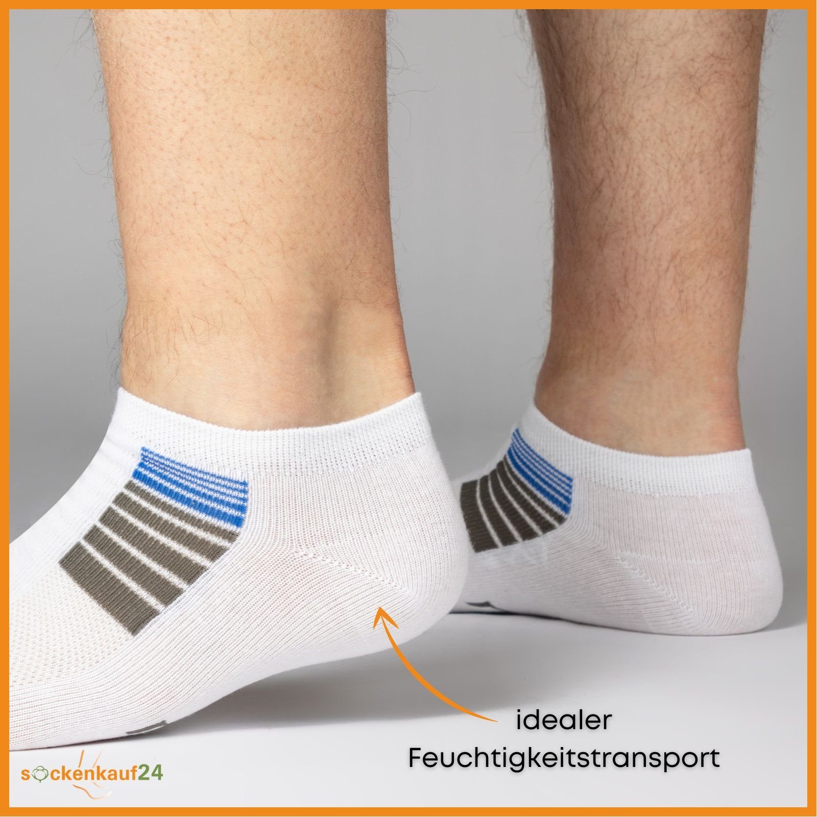 sockenkauf24 Sneakersocken 8, 12 oder 20 Paar Sneaker SPORT Socken Damen&Herren Sportsocken (43-46, 8-Paar, 16735) - WP