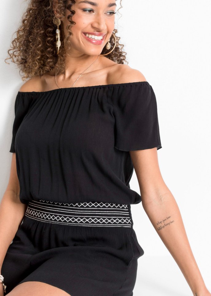 Jumpsuit gecrincelt mit Stickerei