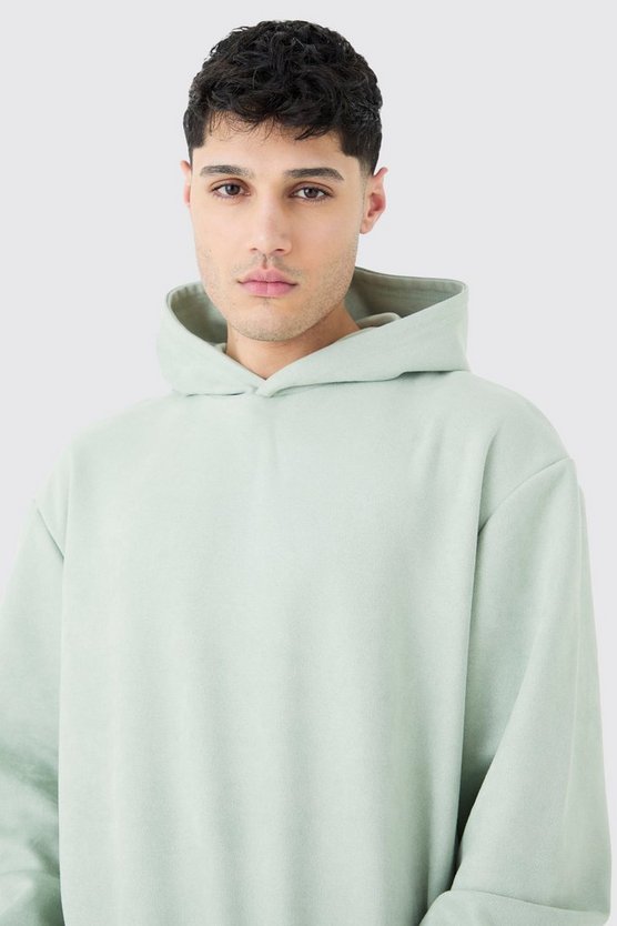 Kastiger Oversize Hoodie aus Wildleder-Imitat