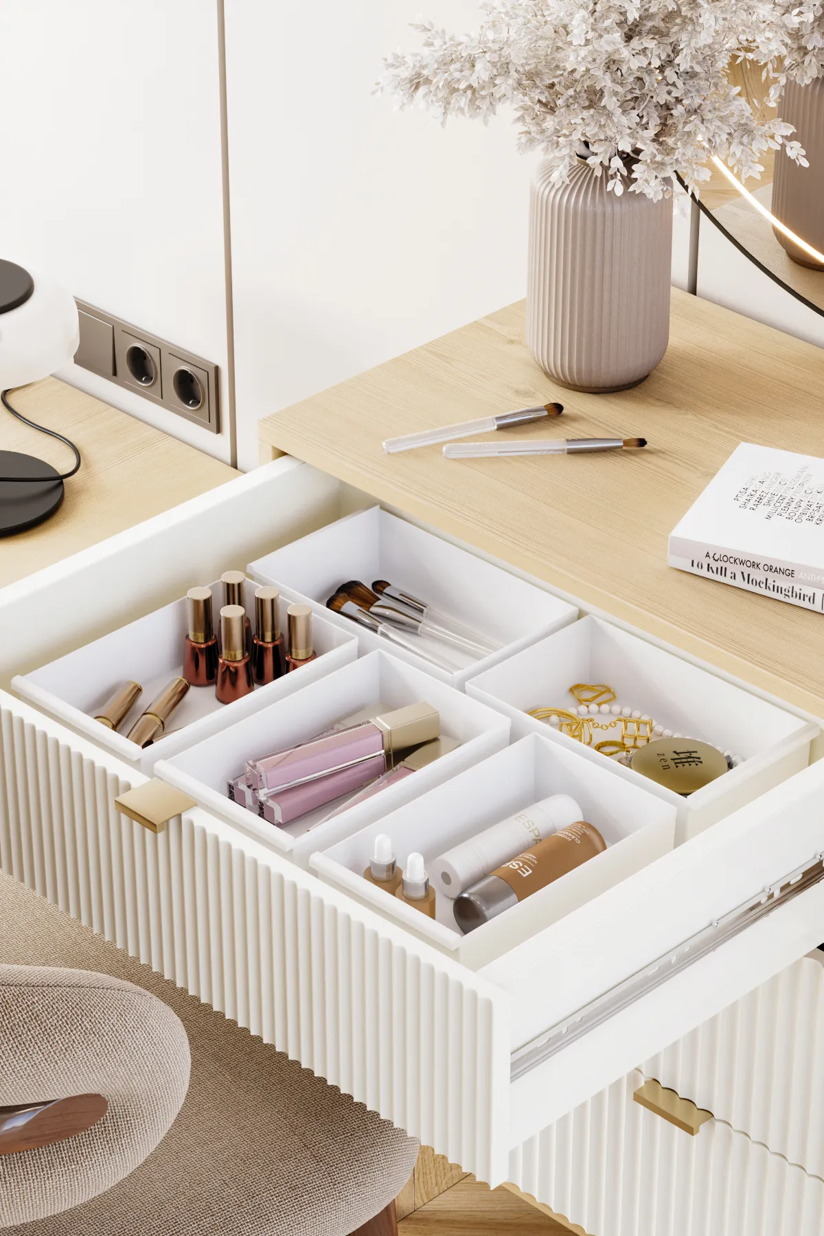Pufwin Home  5-teiliges Schubladen-Set mit Kosmetik- und Make-up-Schmuckstücken sowie Mehrzweck-Organizer