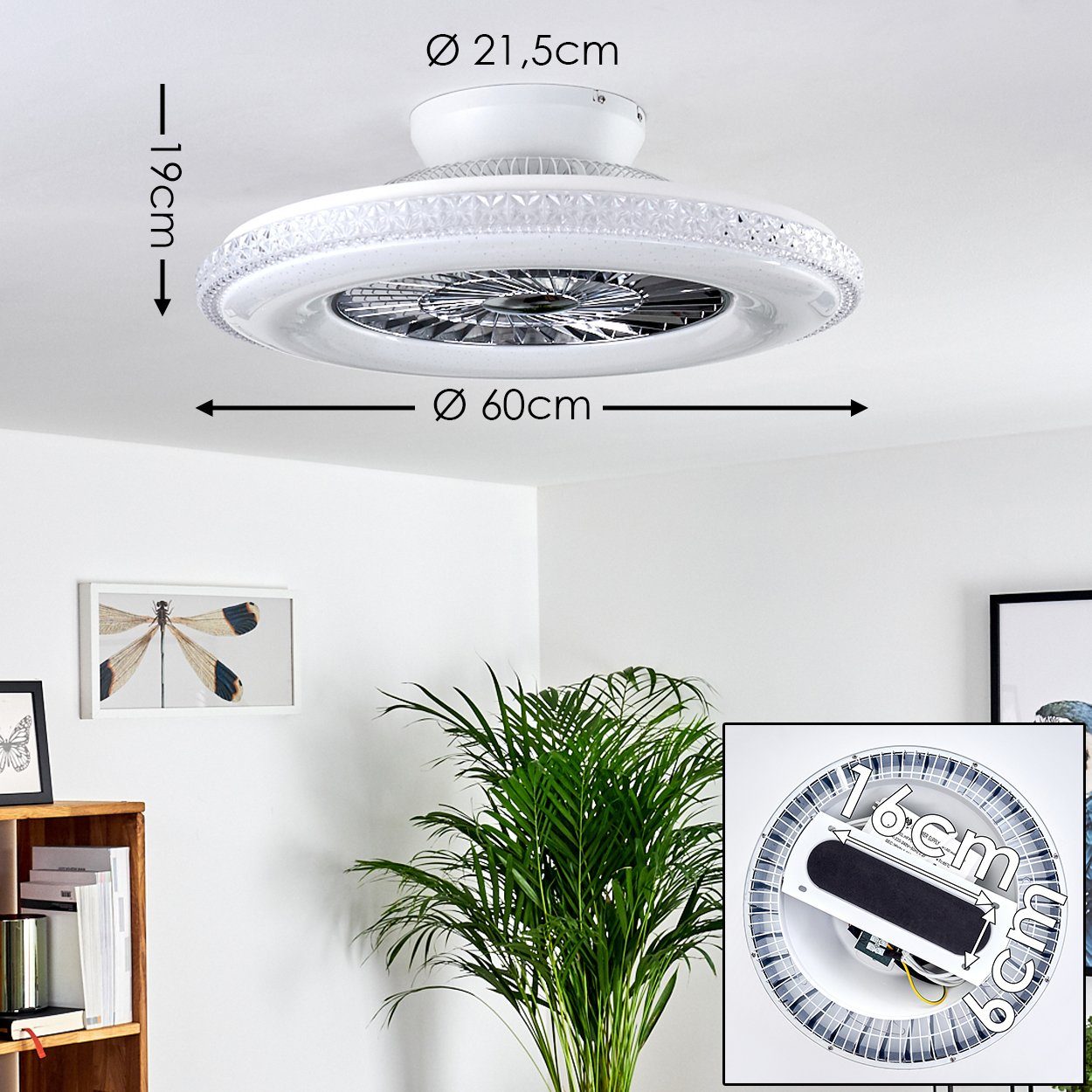 hofstein Deckenventilator Vaprio LED Deckenventilator in Weiß/Chorm