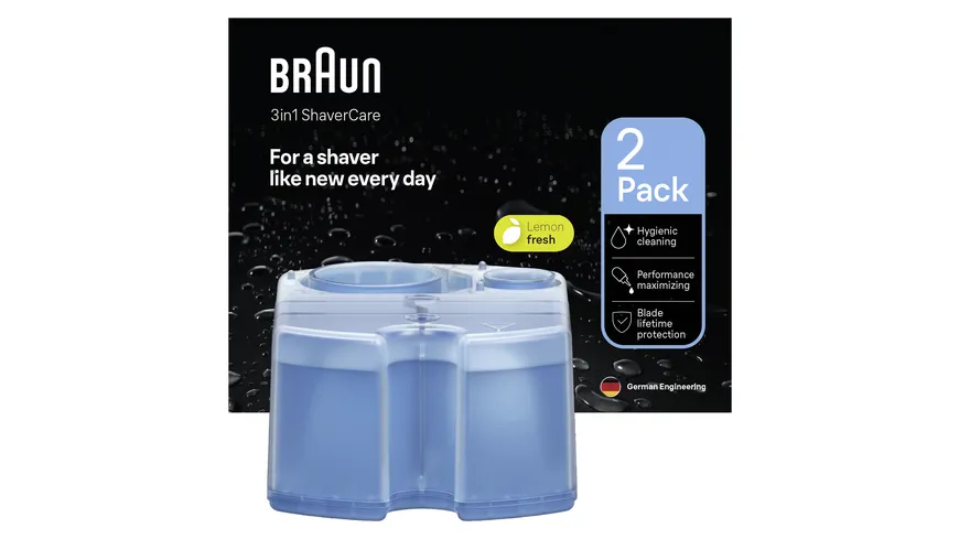 BRAUN 3-in-1 ShaverCare Reinigungskartuschen für Reinigungsstationen, 2er Pack