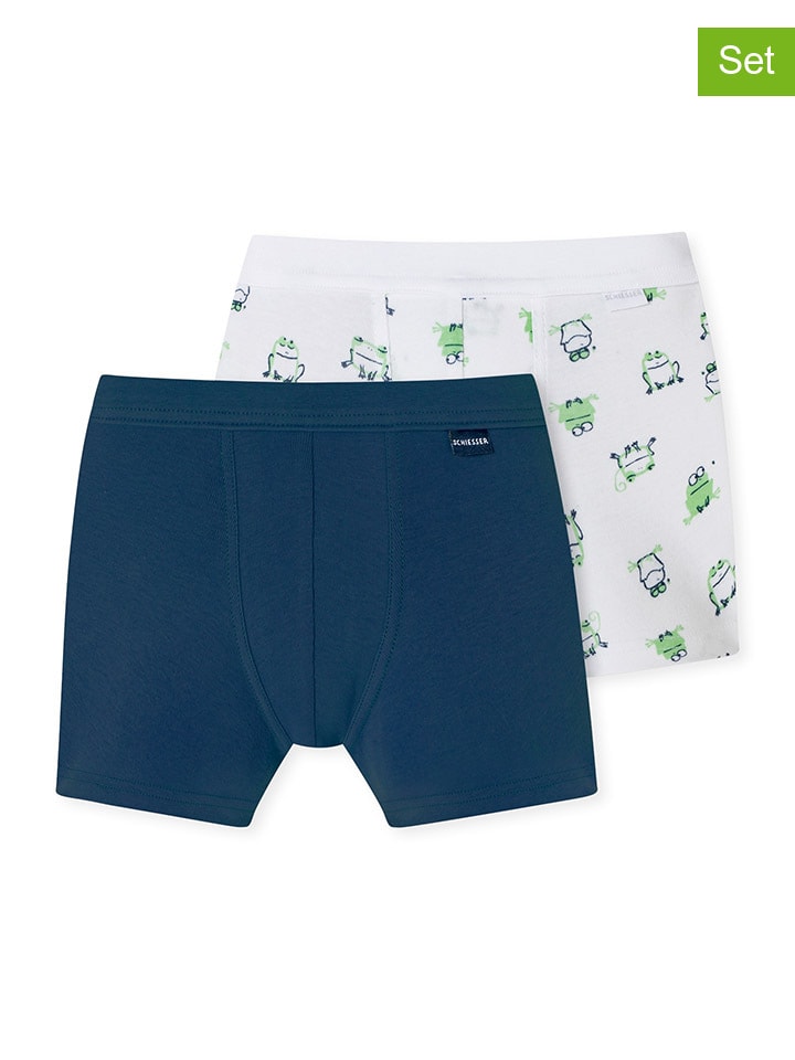 Schiesser 2er-Set: Boxershorts in Dunkelblau/ Weiß günstig kaufen