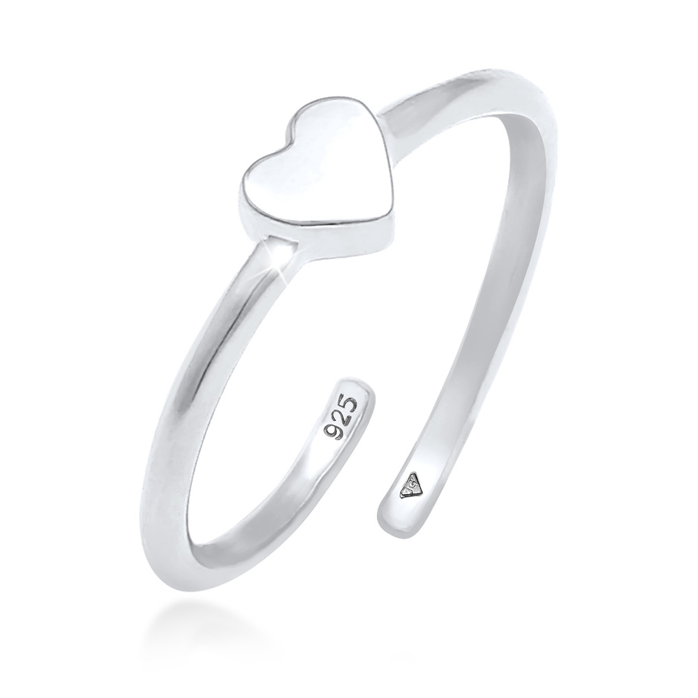 Elli Elli Bague Symbole de l'amour du cœur des enfants, simple et ajustable en argent  Bague