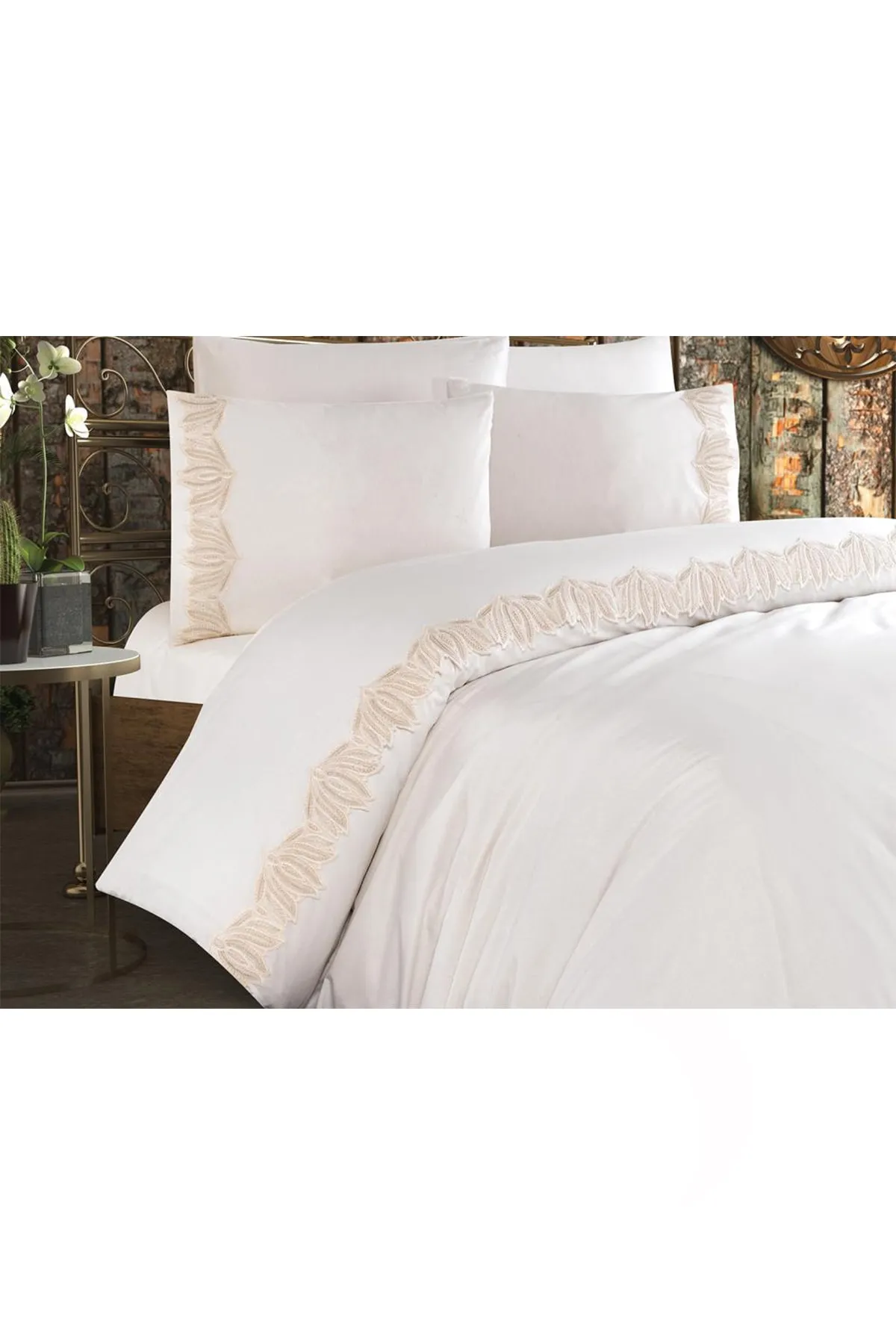 Çeyiz Diyarı  Zuma Bettbezug-Set, Creme, Cappucino
