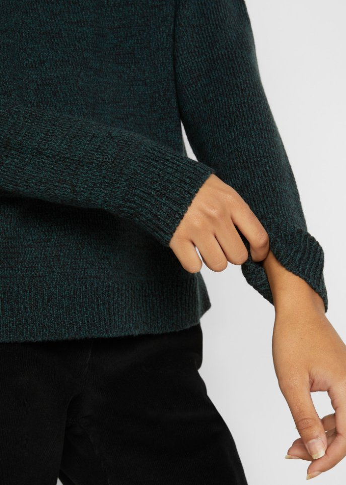 Strick-Pullover mit Rundhals-Ausschnitt in Melange
