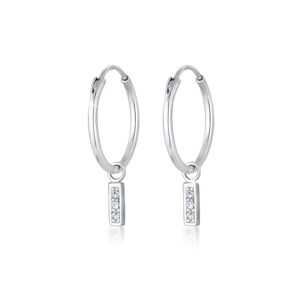 Elli Elli Boucles d'Oreilles Créoles Geo Rectangle Base Cristaux Boucles d'oreilles Fe Boucles d'oreilles