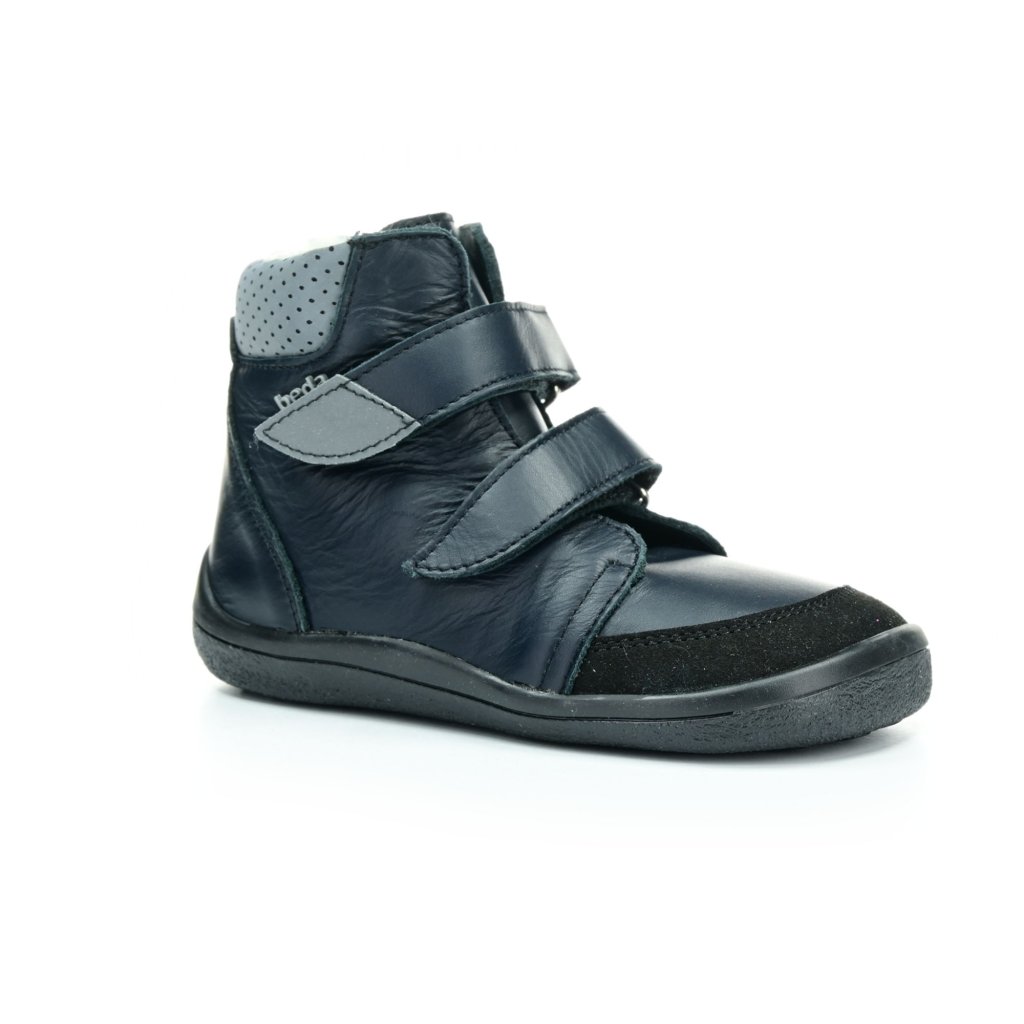Beda Just Black (BF 0004/W/SO/MK) schwarze Winter-Barfußstiefeletten