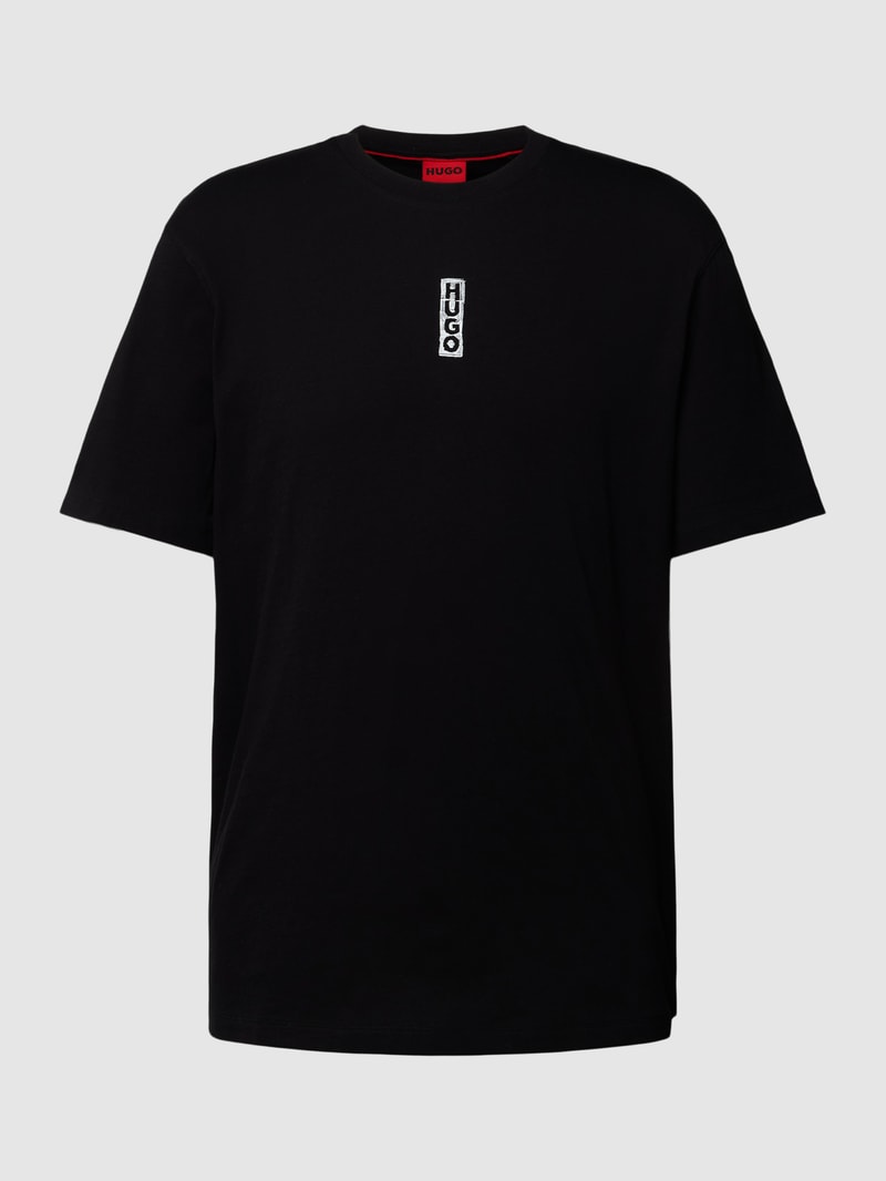T-Shirt mit Label-Stitching Modell 'Danden' in schwarz