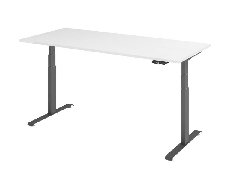 Hammerbacher Rechteckig Sitz-Stehschreibtisch Metall, Holz 1,800 x 800 x 645 - 1,295 mm Weiß