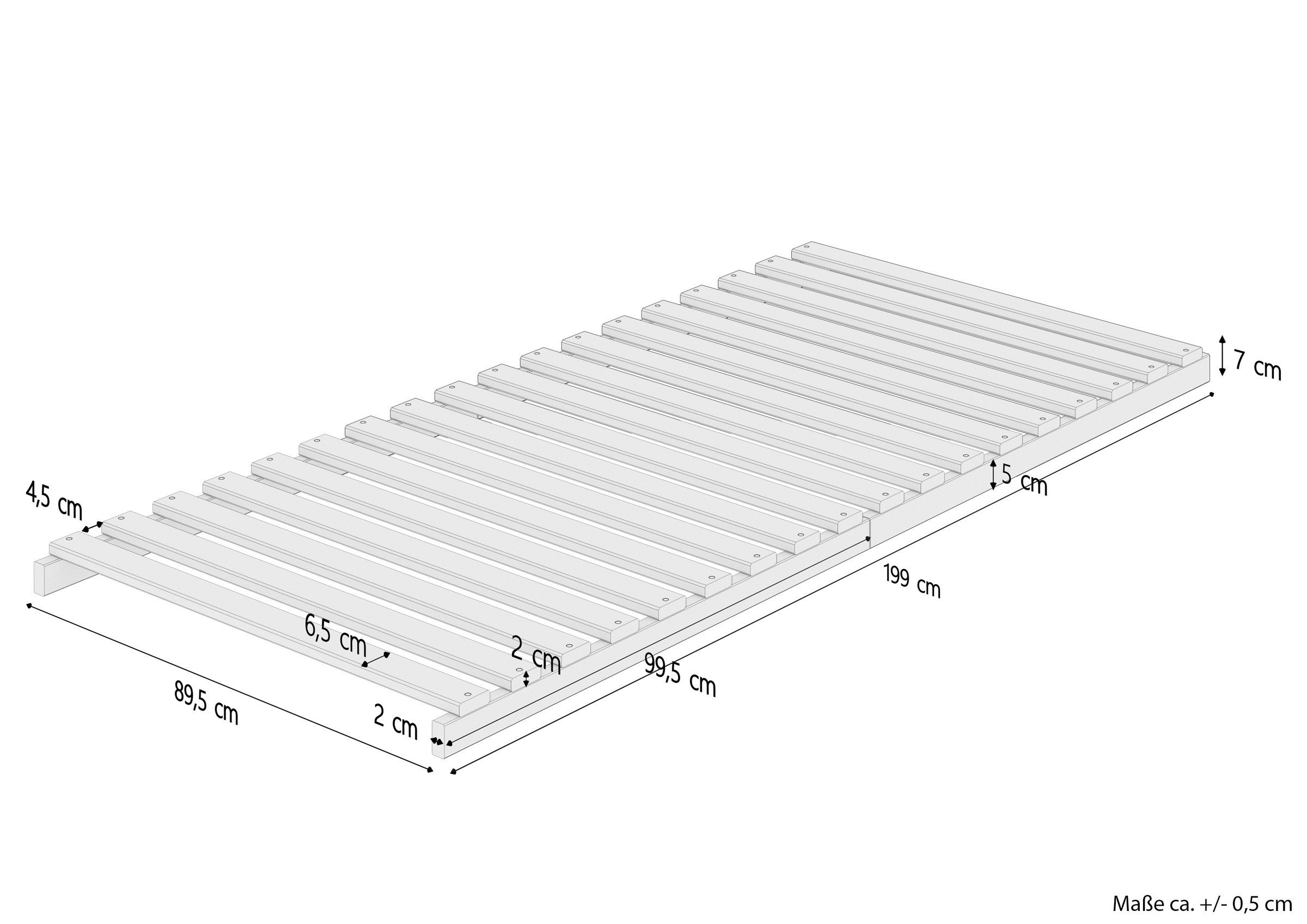 Rollrost Lattenrost völlig metallfrei Stecksystem 90x200, ERST-HOLZ