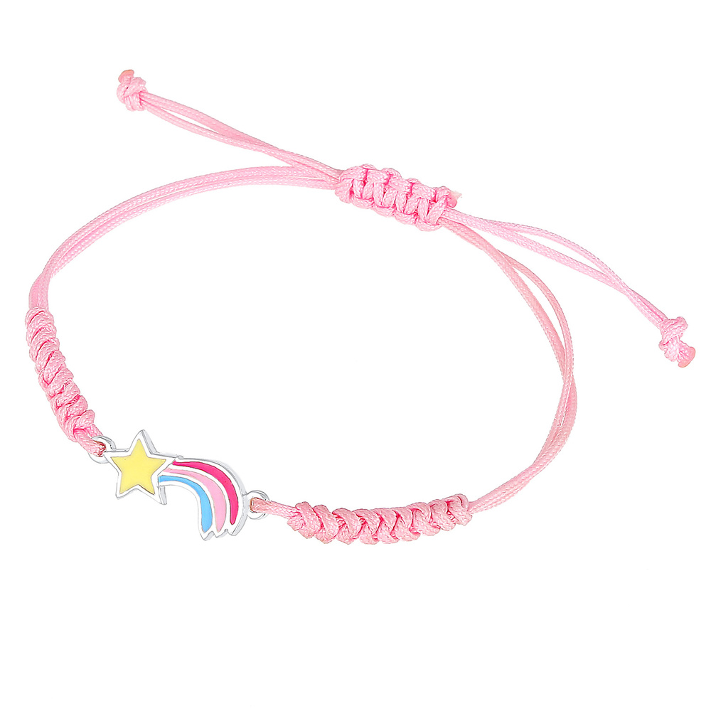 Elli Elli Bracelet Arc en Ciel Mignon Nylon Rose Bracelet Enfant  (925/1000) Argent Bracelet