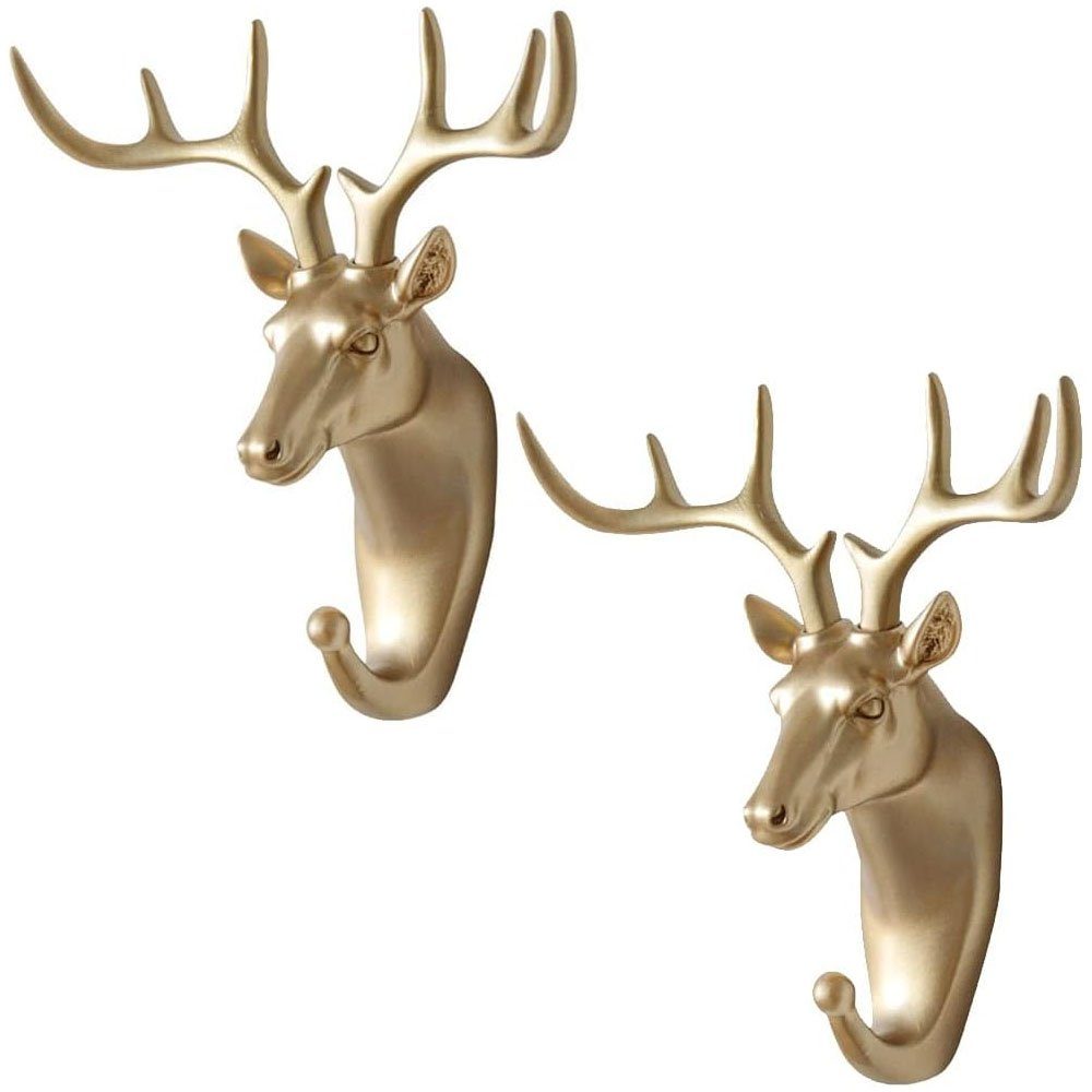 Sarfly Wandhaken Hirschköpfe Deko Wandhaken Garderobenhaken, (2-St., Hirschhaken Wandmontage), Für Aufhängen von Mänteln, Schals, Taschen, Handtüchern