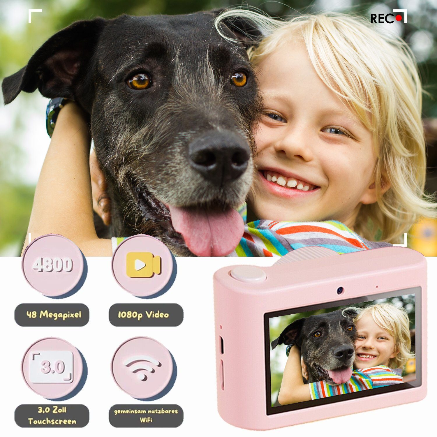 Fine Life Pro Kinderdigitalkamera Touchscreen Kamera Kinder Camcorder Kinderkamera (Geeignet als Geschenk für Kinder von 3 bis 14 Jahren)