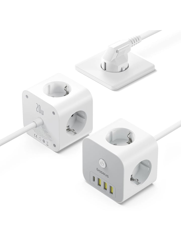Baseus Baseus PowerCombo 7 in 1 Steckdosenleiste Würfel, 3 AC   3 x in Weiß günstig kaufen onesize