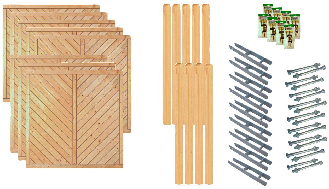 Tetzner & Jentzsch Dichtzaun Chicago 6, (Set), 8 Elemente, LxH: 1521x180 cm