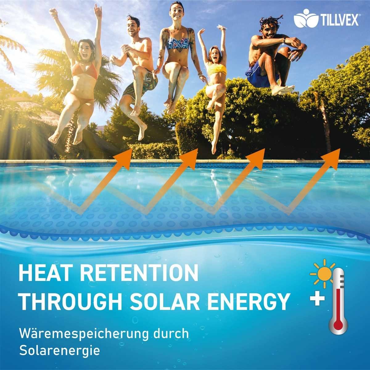 tillvex Pool-Abdeckplane Solarfolie Solarabdeckplane zuschneidbar Stärke 120 µm, Solarplane Poolheizung für Wassererwärmung