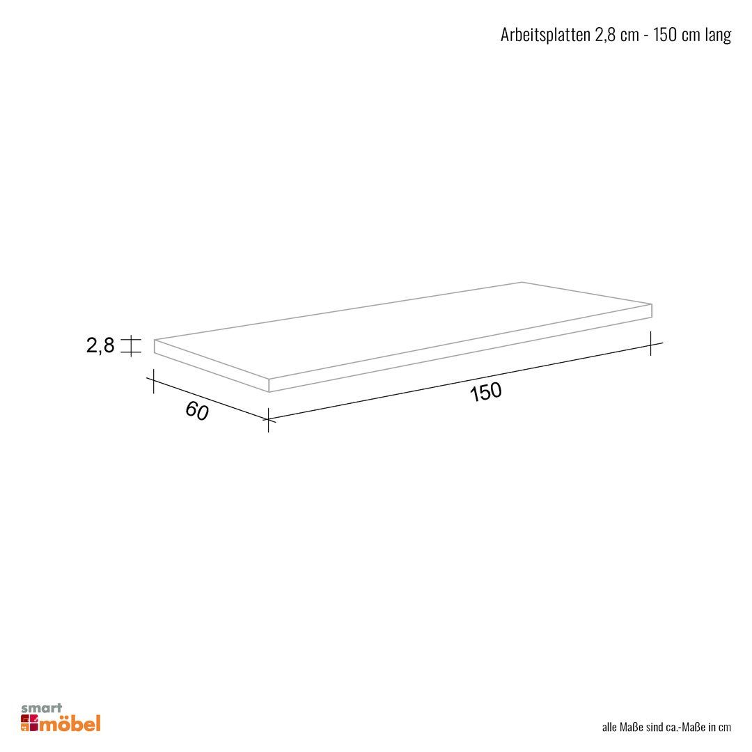 Flex-Well Arbeitsplatte - 150 x 60 x 2,8 cm - Beige melliert – Namu