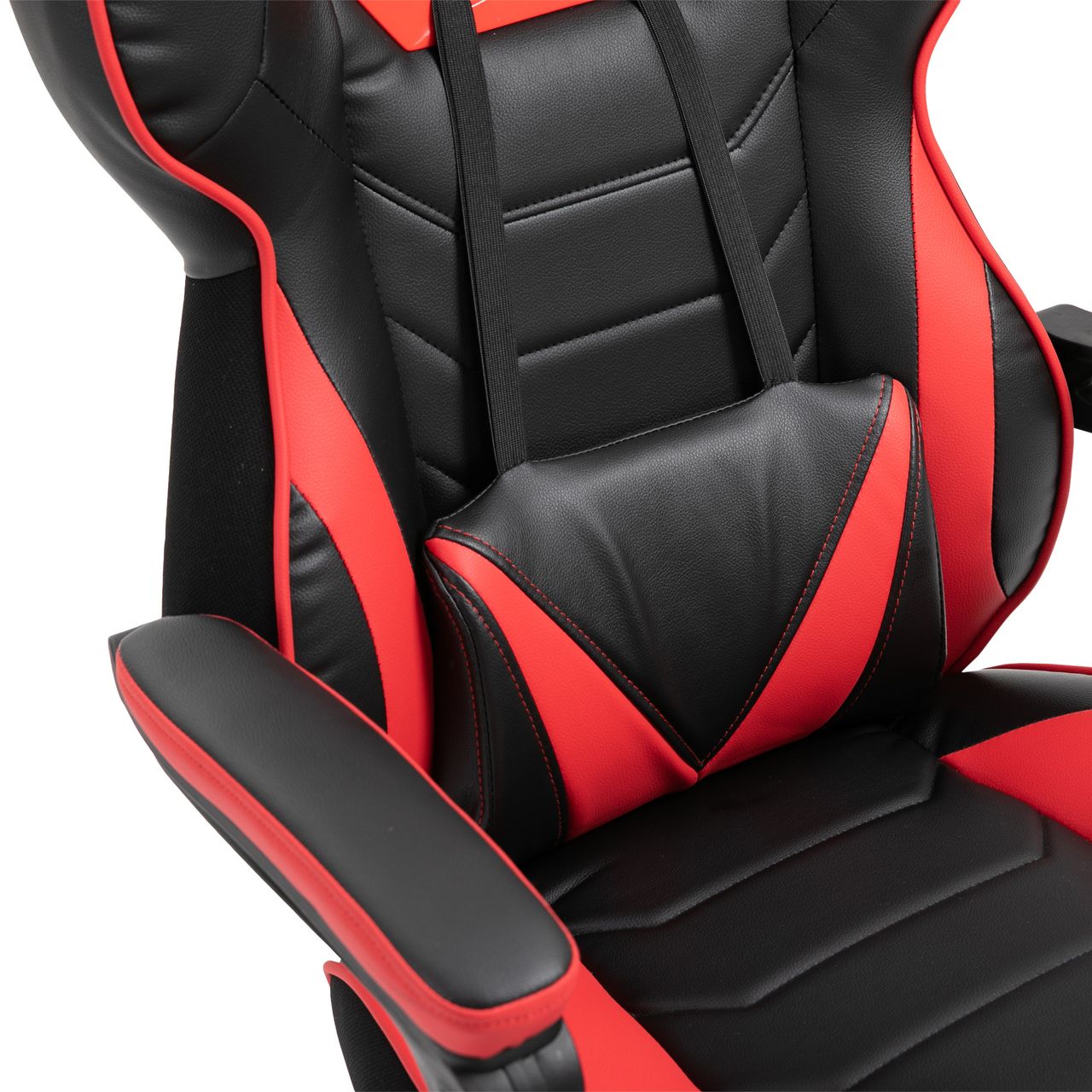 Vinsetto Ergonomischer Bürostuhl, Gaming Stuhl, Drehstuhl mit einziehbare Fußstütze und verstellbarer Rücken Schaumstoff PU-Leder Metall, Schwarz Rot, 65 x 70 x 118,5-128,5 cm