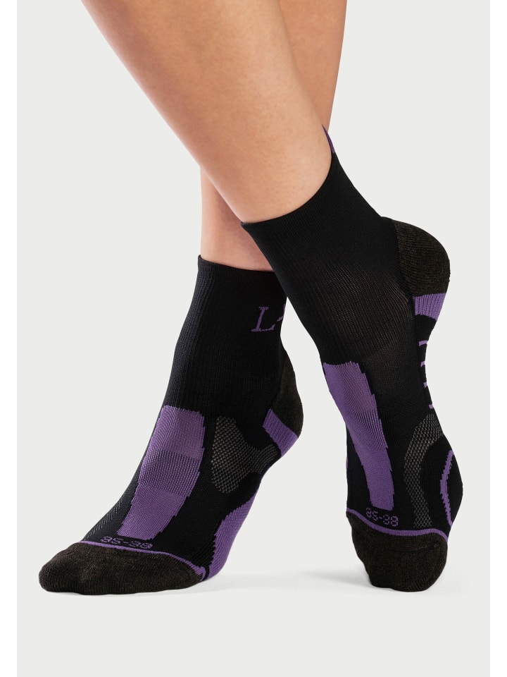 LASCANA ACTIVE Wandersocken in 1x schwarz-lila, 1x schwarz-rosa, 1x schwarz-grün günstig kaufen
