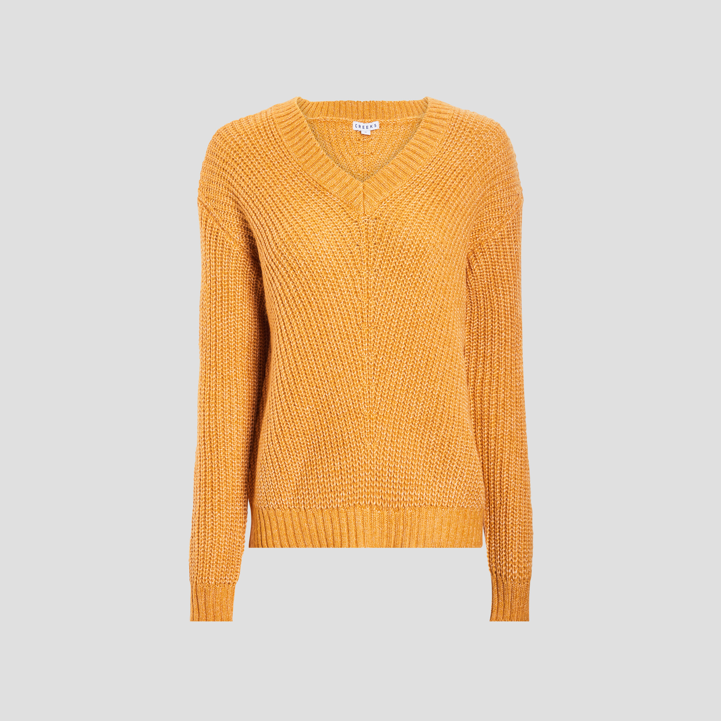 Pull col en V jaune moutarde femme | La Halle