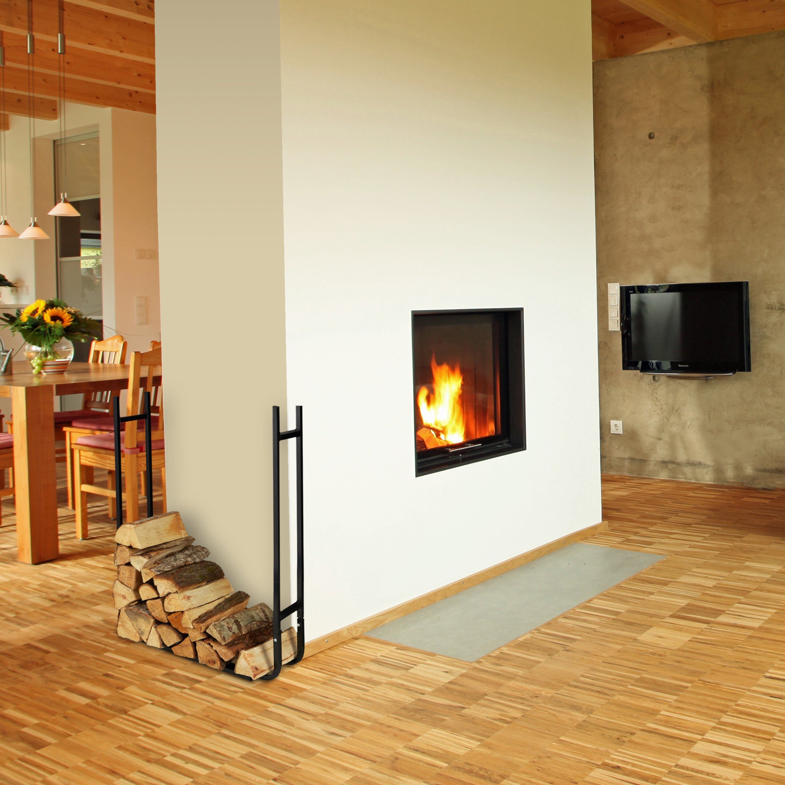 relaxdays Kaminholzregal Kaminholzregal aus Metall, BxTxH:123x19.5x91 cm