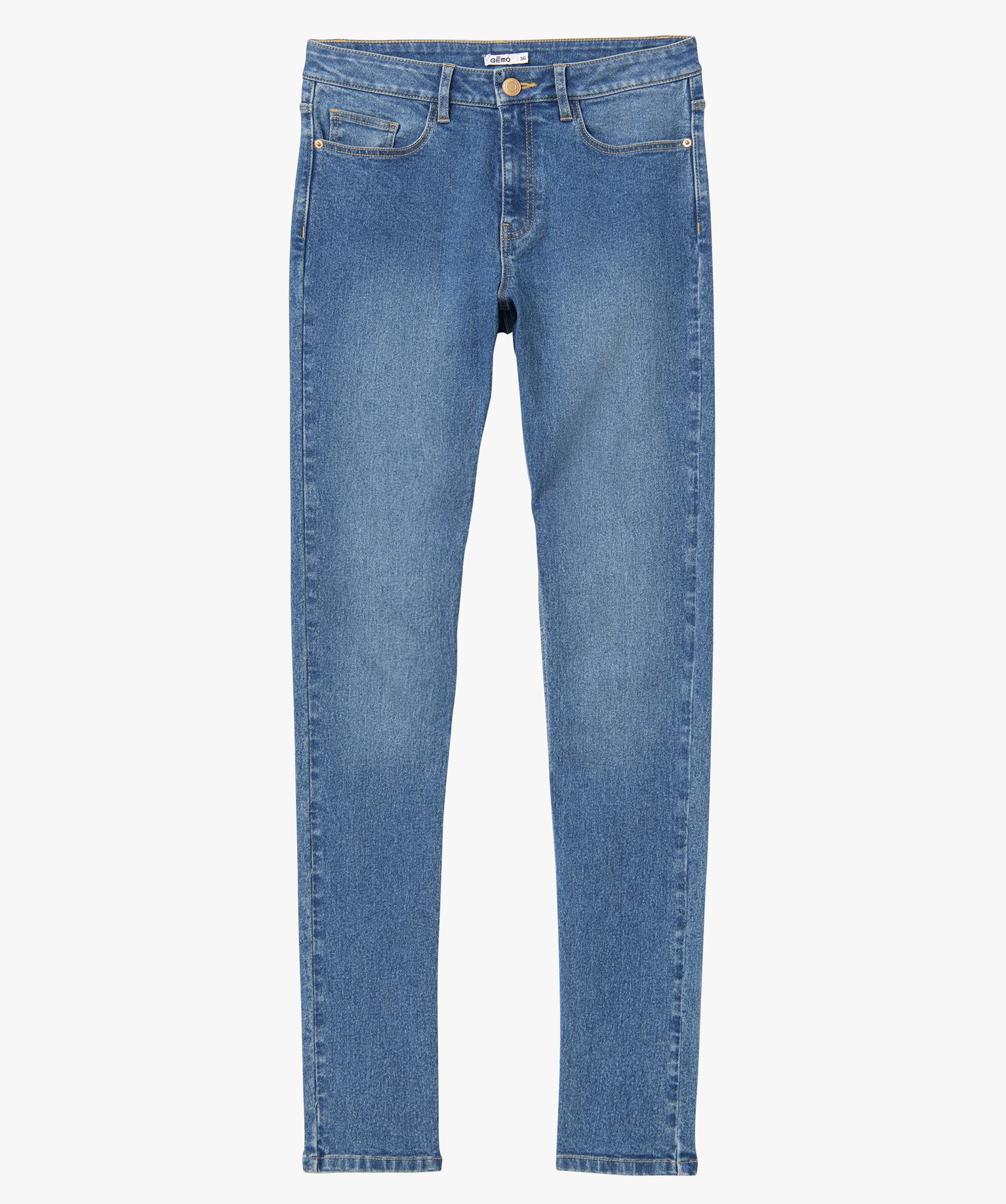 Jean femme coupe Slim taille haute – Longueur L30 stone | GEMO