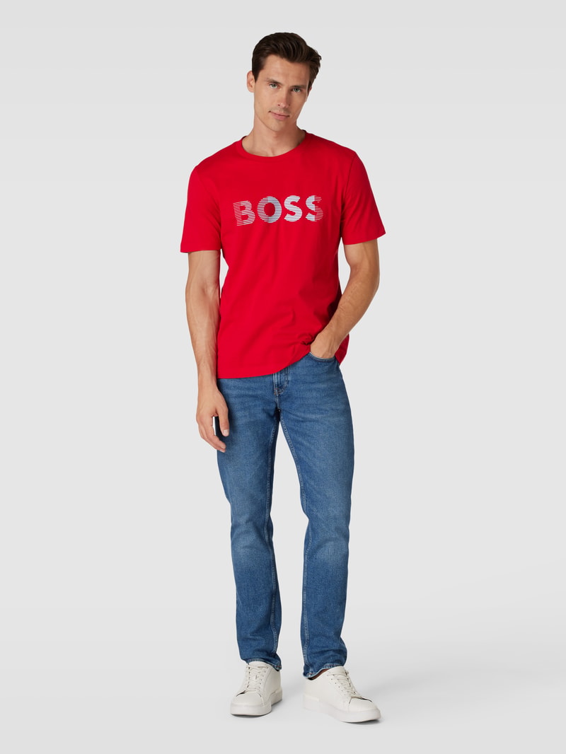 T-Shirt mit Label-Print in rot
