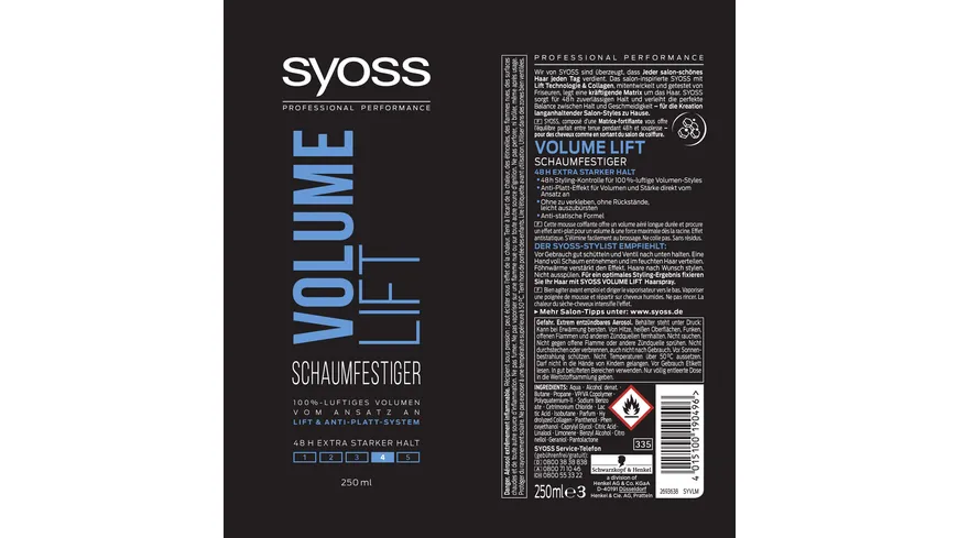 syoss Schaumfestiger Volume Lift Haltegrad 4 250 ml