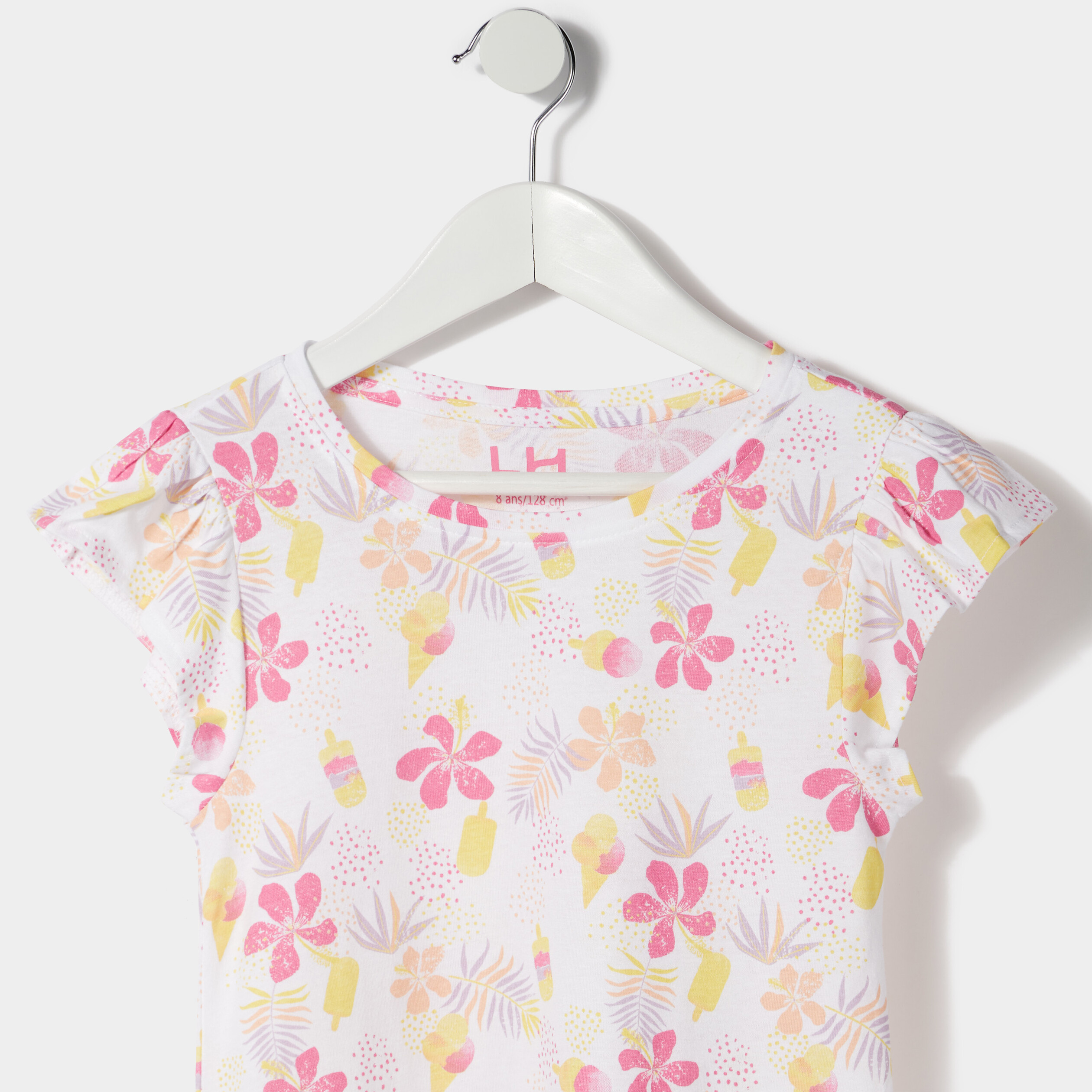 Robe courte évasée à volants blanc fille | La Halle