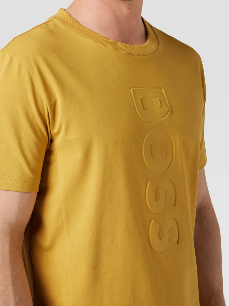 T-Shirt mit Label-Details Modell 'Tee' in dunkelgelb