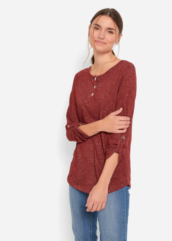 Langarmshirt mit Knopfleiste
