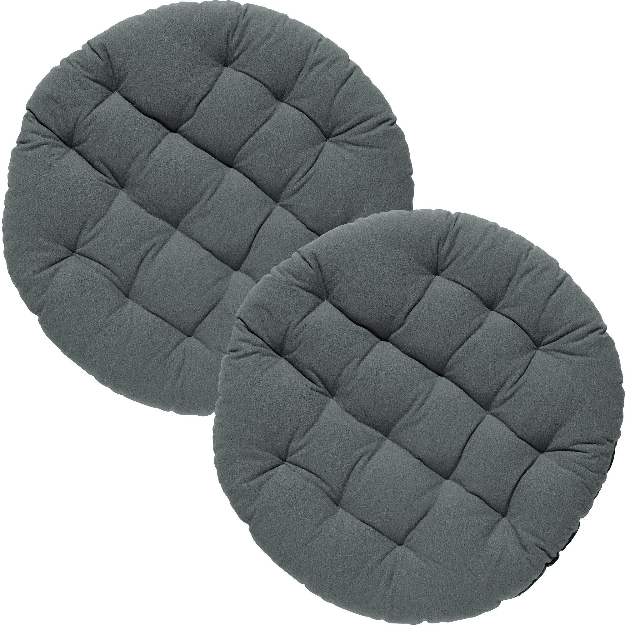 REDBEST Stuhlkissen Stuhlkissen rund 2er-Pack, Baumwolle Uni