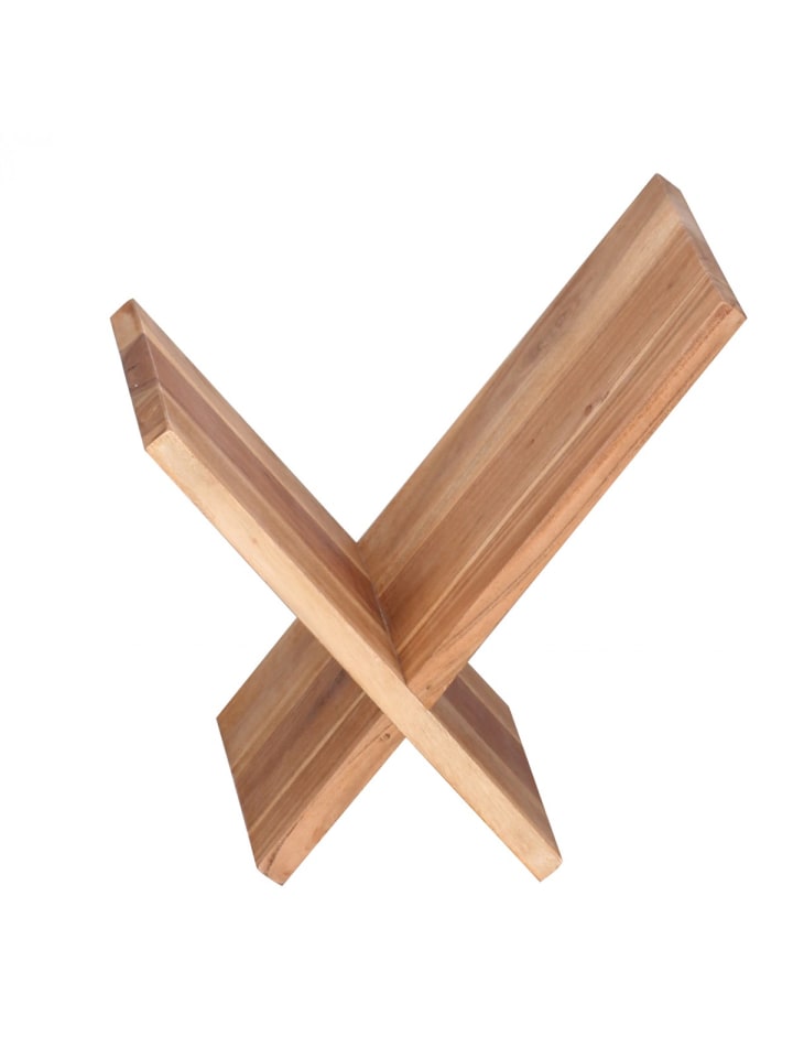 KADIMA DESIGN Zeitungsständer MUMBAI Massivholz X-Form 31 cm in Akazie günstig kaufen onesize