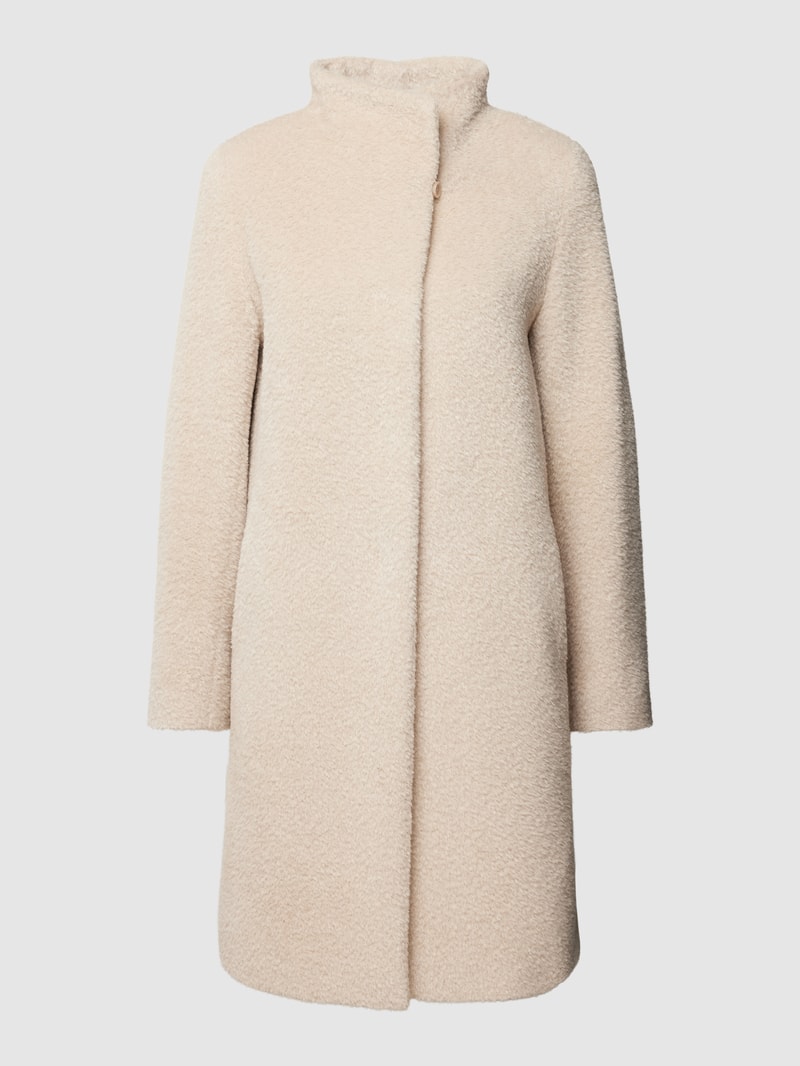 Mantel aus Lanawolle-Alpaka-Mix mit Stehkragen in offwhite