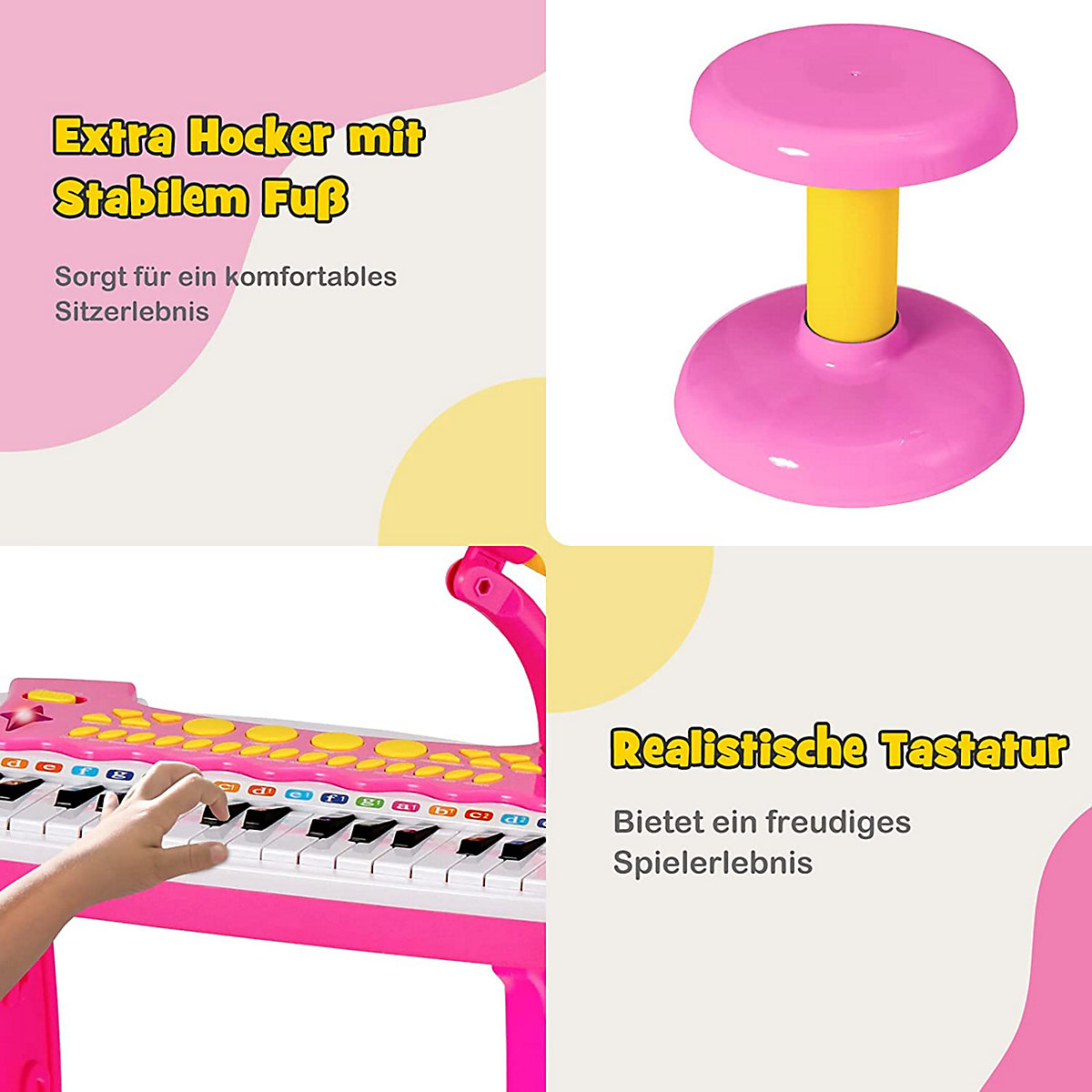 Keyboard mit Hocker Mikrofon Lichtern 31 Tasten
