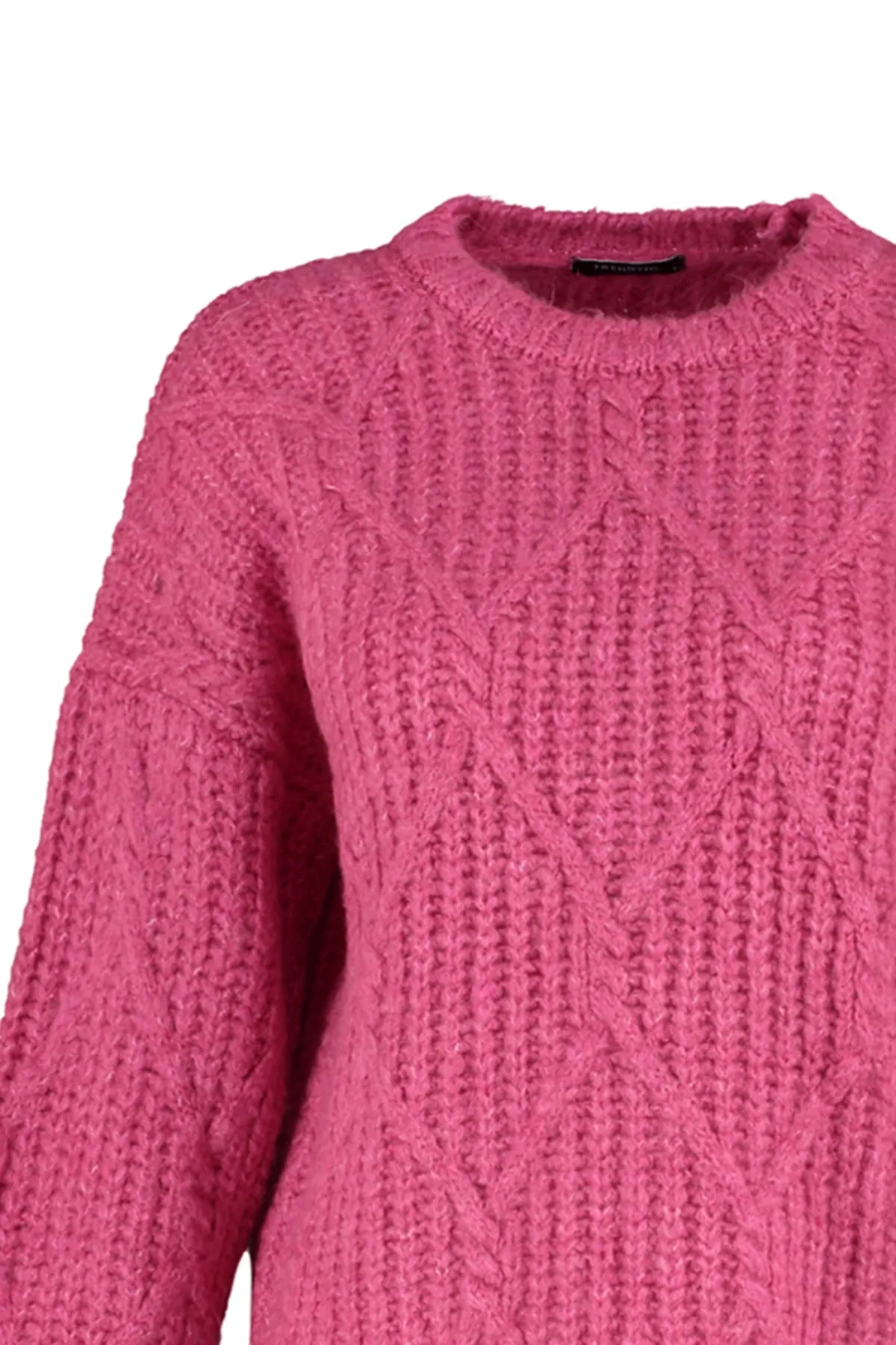Trendyol Collection  Fuchsia Weicher Strukturierter Strickpullover mit weiter Passform TWOAW23KZ01373