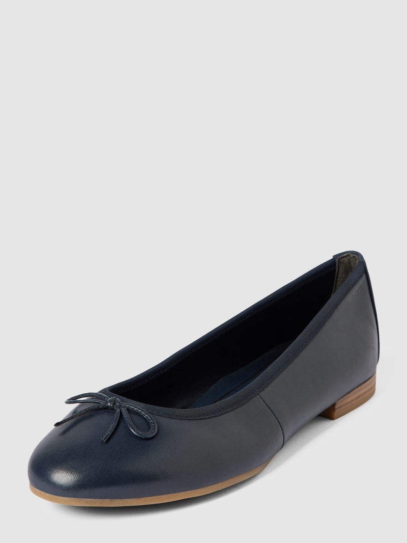 Ballerinas aus Leder mit Zierschleife Modell 'BASIC' in marineblau