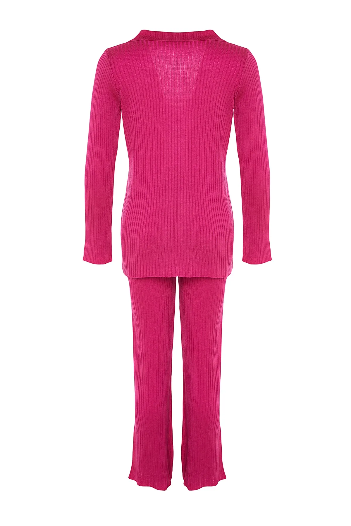 Trendyol Collection  Fuchsia Basic Strickoberteil und -unterteil im Set mit Polokragen TWOAW23AU00007