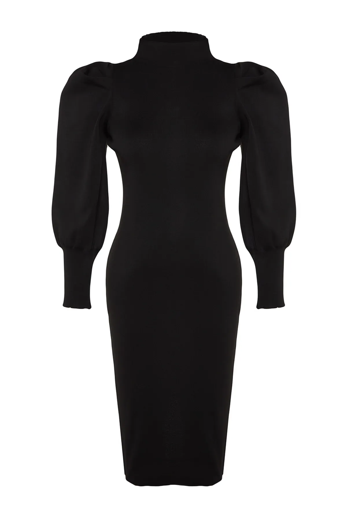 Trendyol Curve  Schwarzes Strickkleid mit Ärmeldetail TBBAW24AH00000