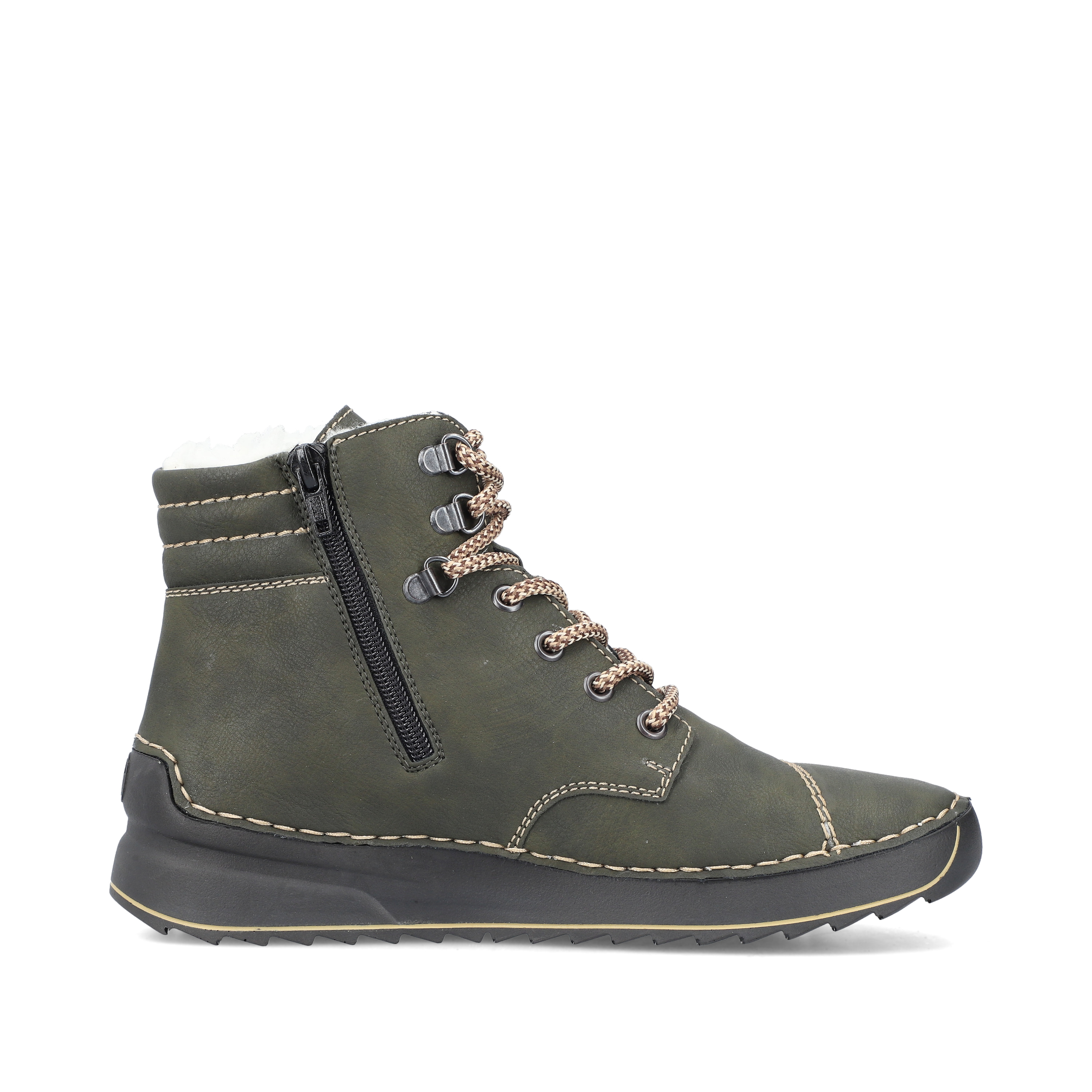 Rieker Damen Schnürstiefel graugrün