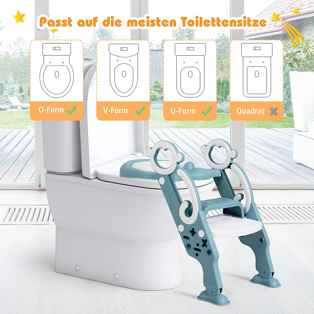 Toilettentrainer höhenverstellbar mit Leiter und Griffe