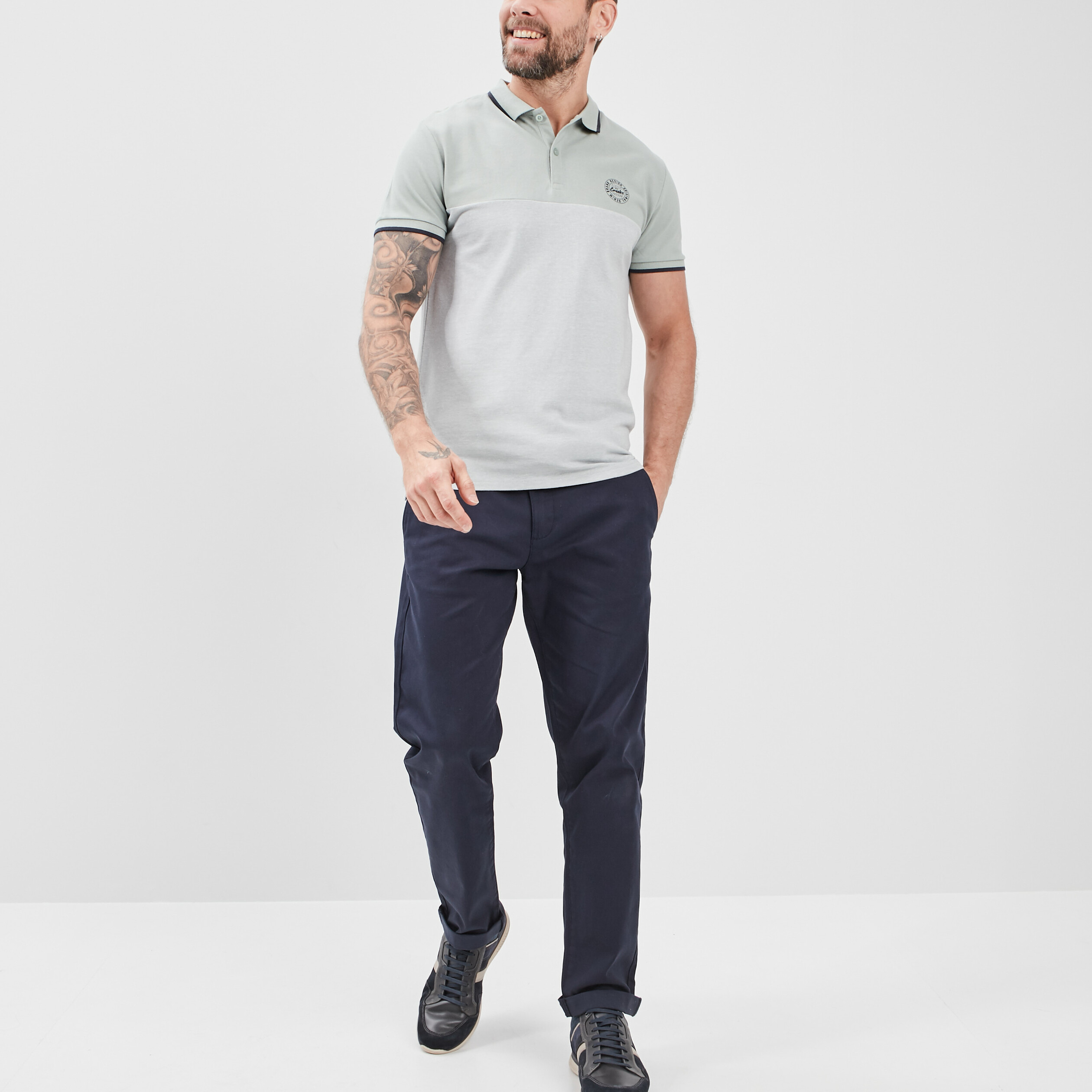 Polo manches courtes coton Creeks vert clair homme | La Halle
